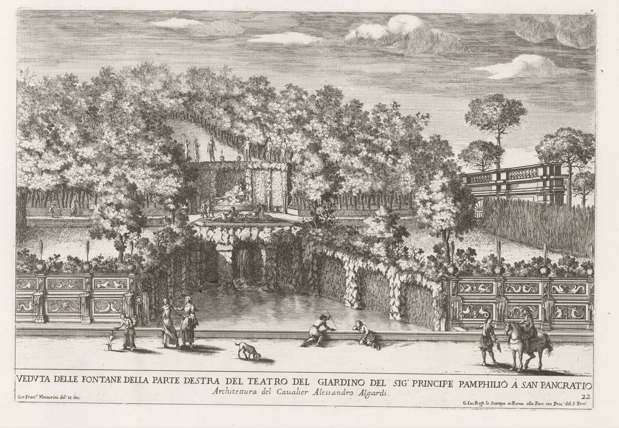 Brunnen in den Gärten der Villa Doria Pamphilj in Rom von Giovanni Francesco Venturini