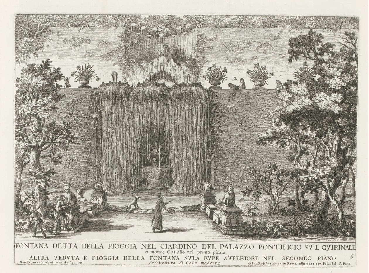 Brunnen in den Gärten des Palazzo del Quirinale in Rom von Giovanni Francesco Venturini