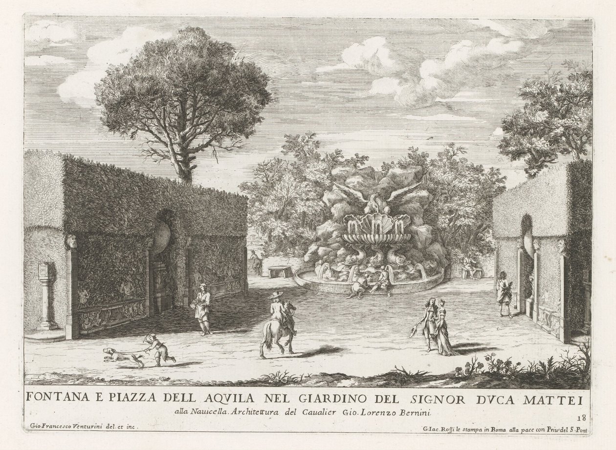 Brunnen mit Adler in den Gärten der Villa Celimontana in Rom von Giovanni Francesco Venturini