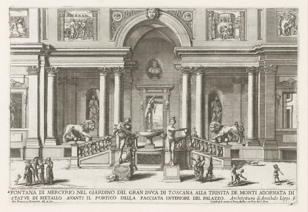 Loggia und Garten der Villa Medici in Rom von Giovanni Francesco Venturini