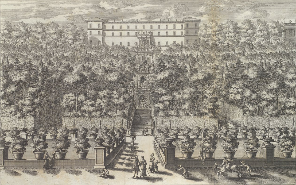 Ansicht des Palastes vom Garten mit seinen Brunnen..., 1691 oder später von Giovanni Francesco Venturini