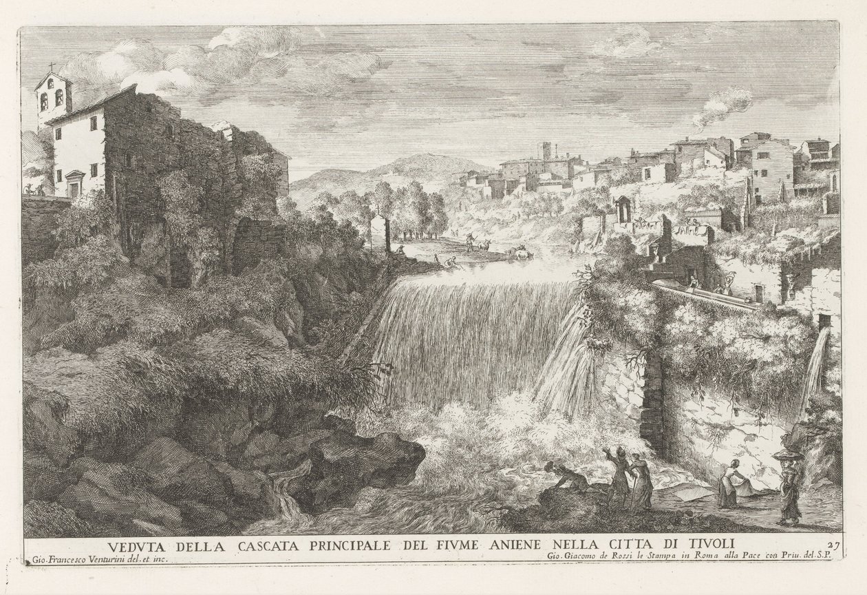Wasserfall im Fluss Aniene bei Tivoli von Giovanni Francesco Venturini