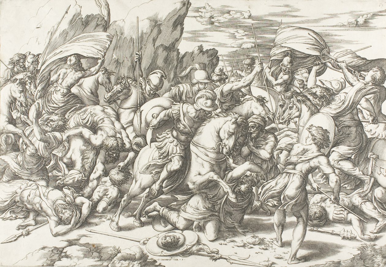 Die Schlacht um Schild und Lanze von Giovanni Jacopo Caraglio