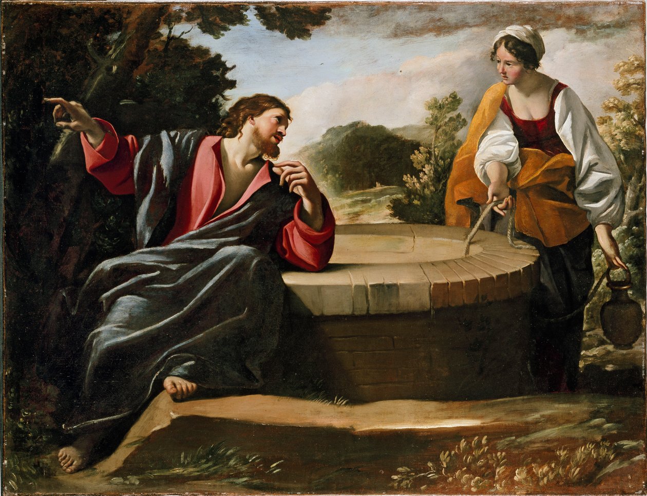 Christus und die Frau von Samaria von Giovanni Lanfranco