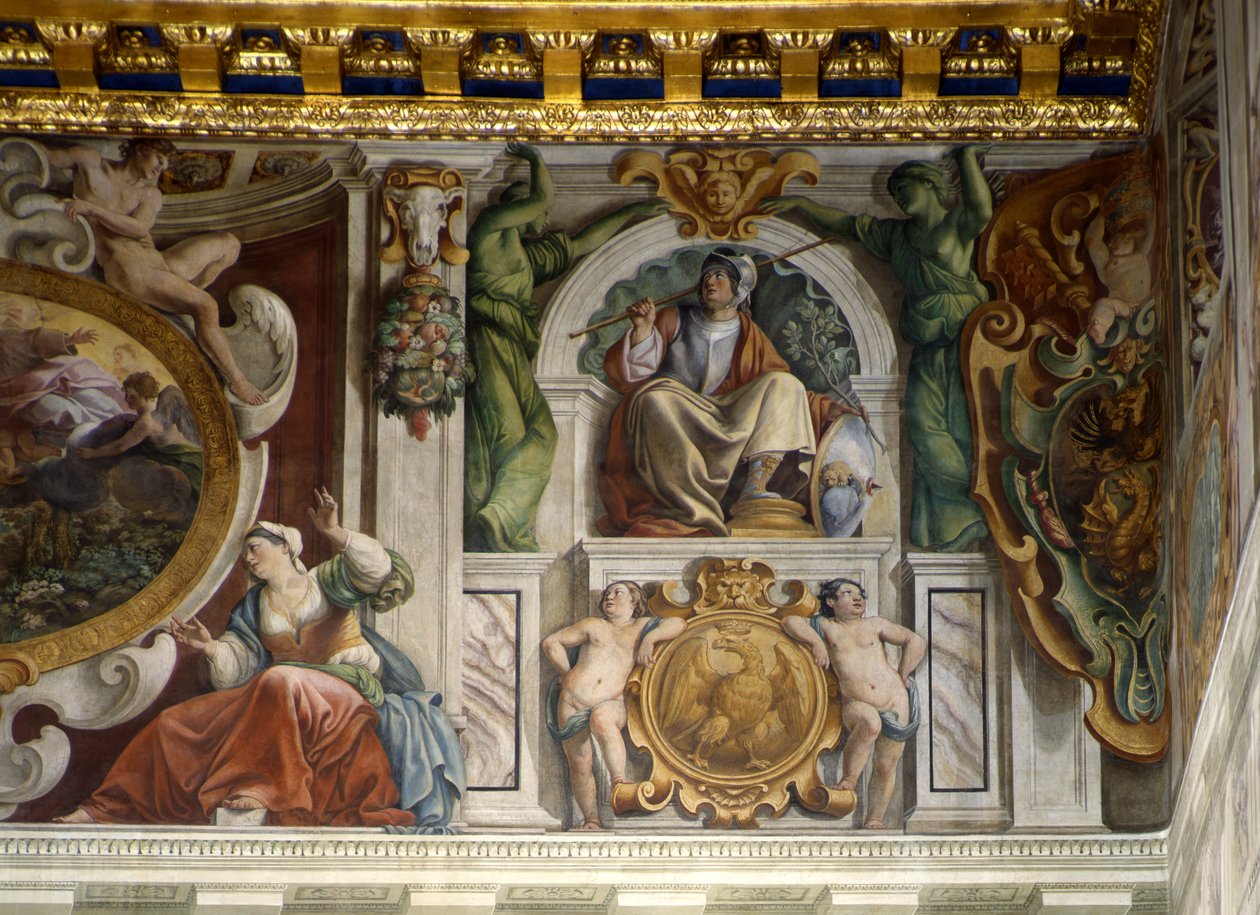 Detail aus dem Fresko des Palasthalls, Quirinalspalast, Rom von Giovanni Lanfranco
