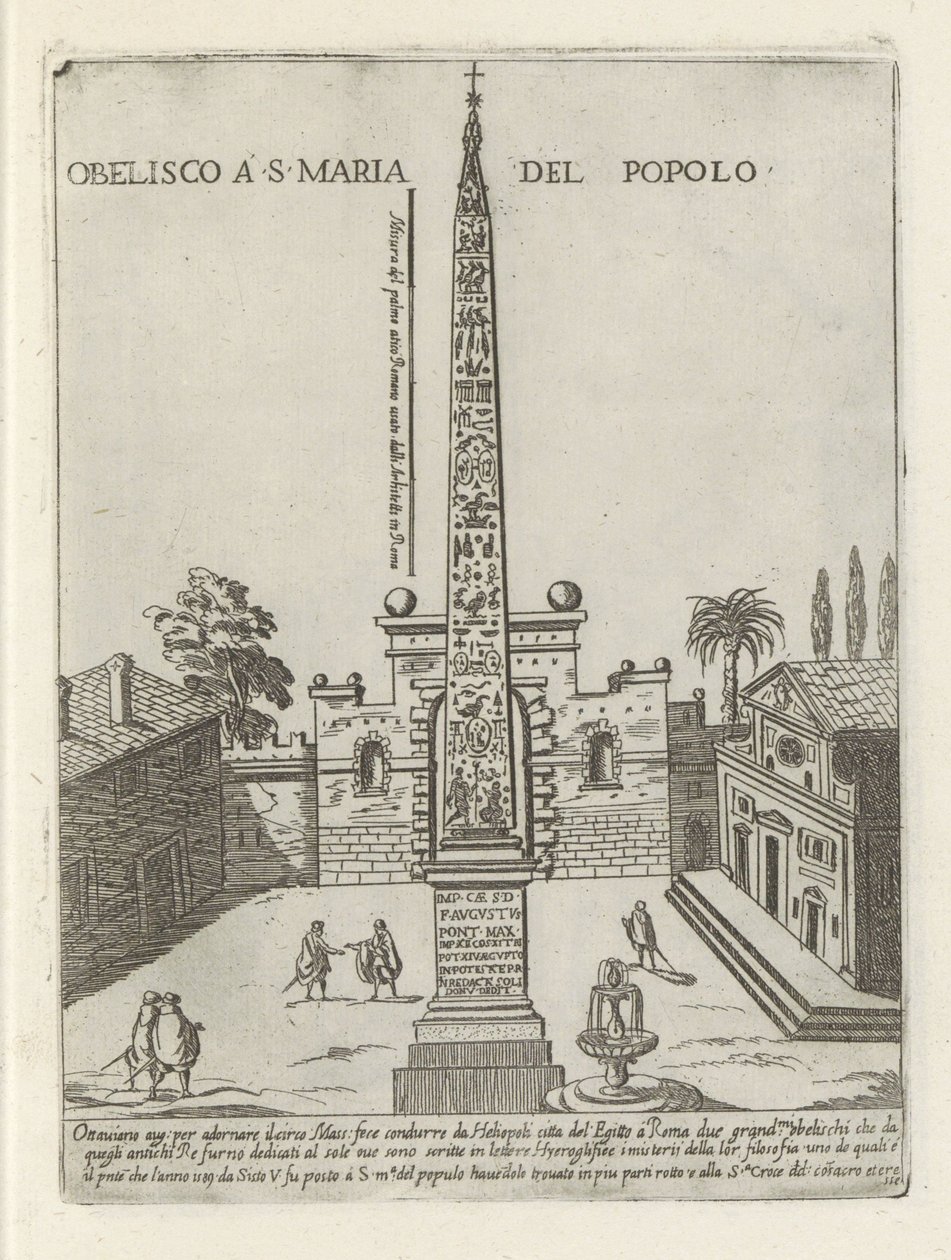 Der ägyptische Obelisk von Ramses II auf der Piazza del Popolo in Rom von Giovanni Maggi