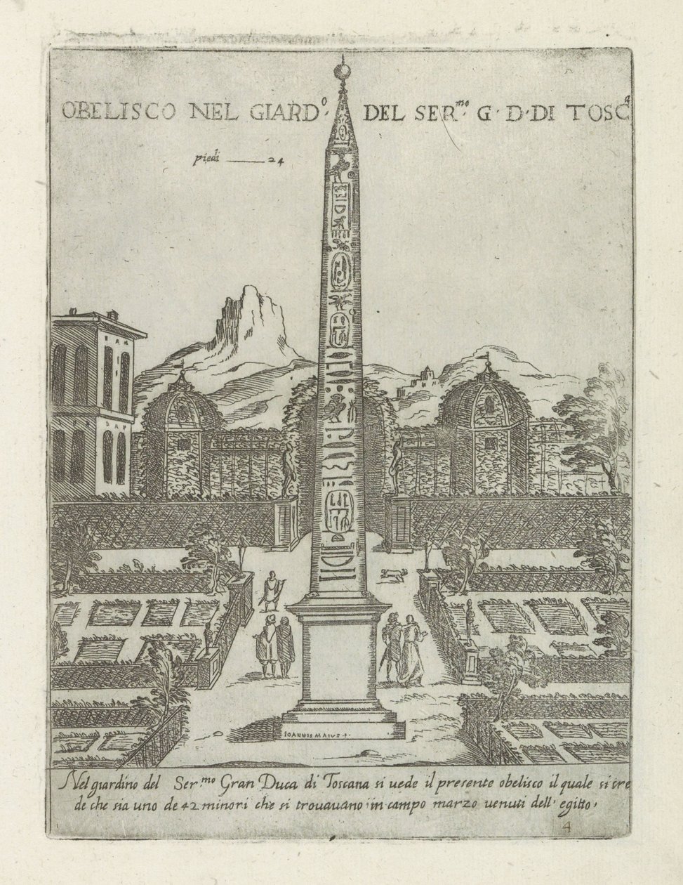 Ägyptischer Obelisk im Garten der Villa Medici in Rom von Giovanni Maggi