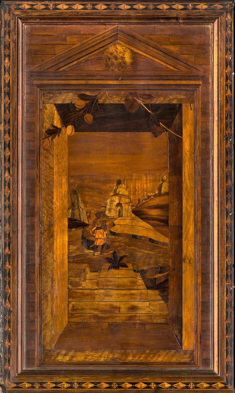 Kanonischer Chor aus Holz, Intarsien von Giovanni Maria Platina 1484, Oberer Stall von Giovanni Maria Platina