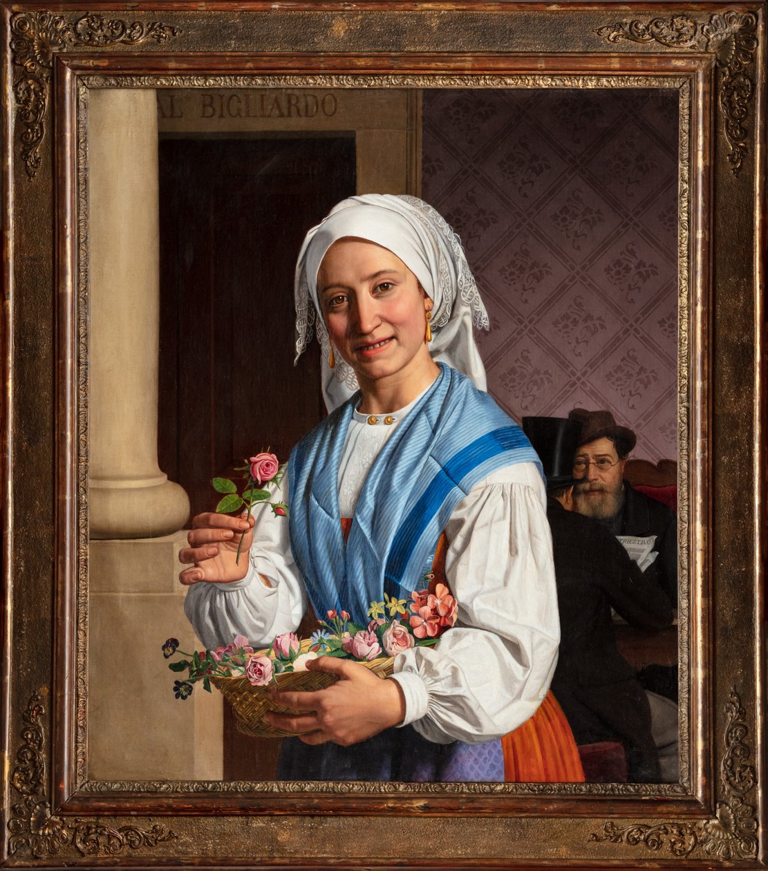 Mädchen mit einem Korb im Billardzimmer von Giovanni Pagliarini