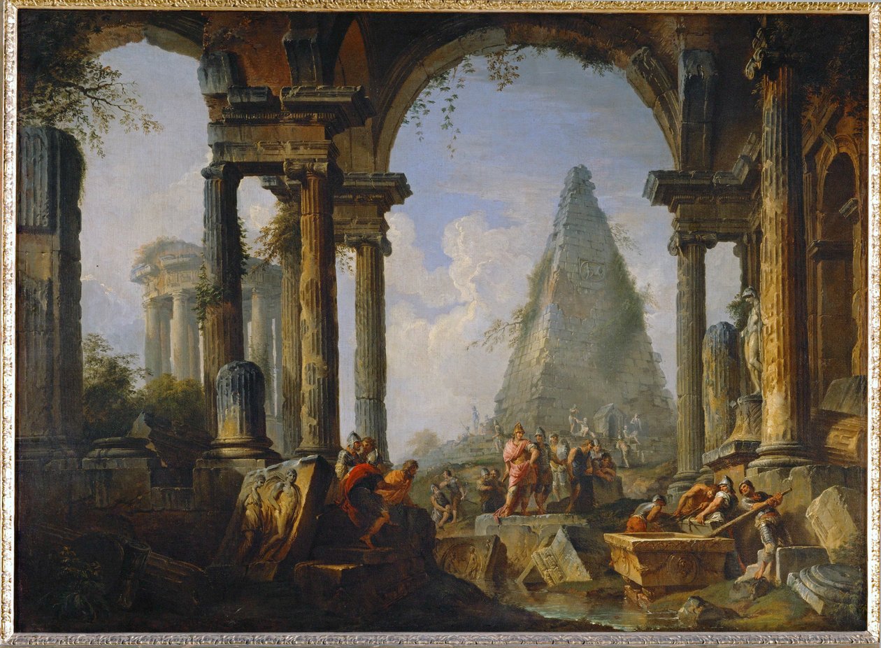 Alexander der Große vor dem Grab von Achilles von Giovanni Paolo Pannini or Panini