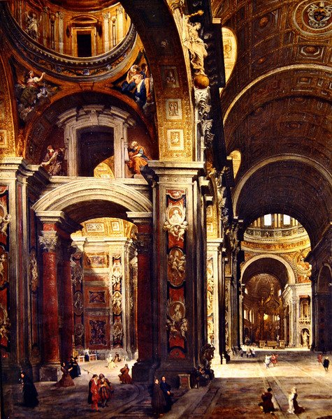 Kardinal Melchior de Polignac besucht St. Peter in Rom, 1730 von Giovanni Paolo Pannini