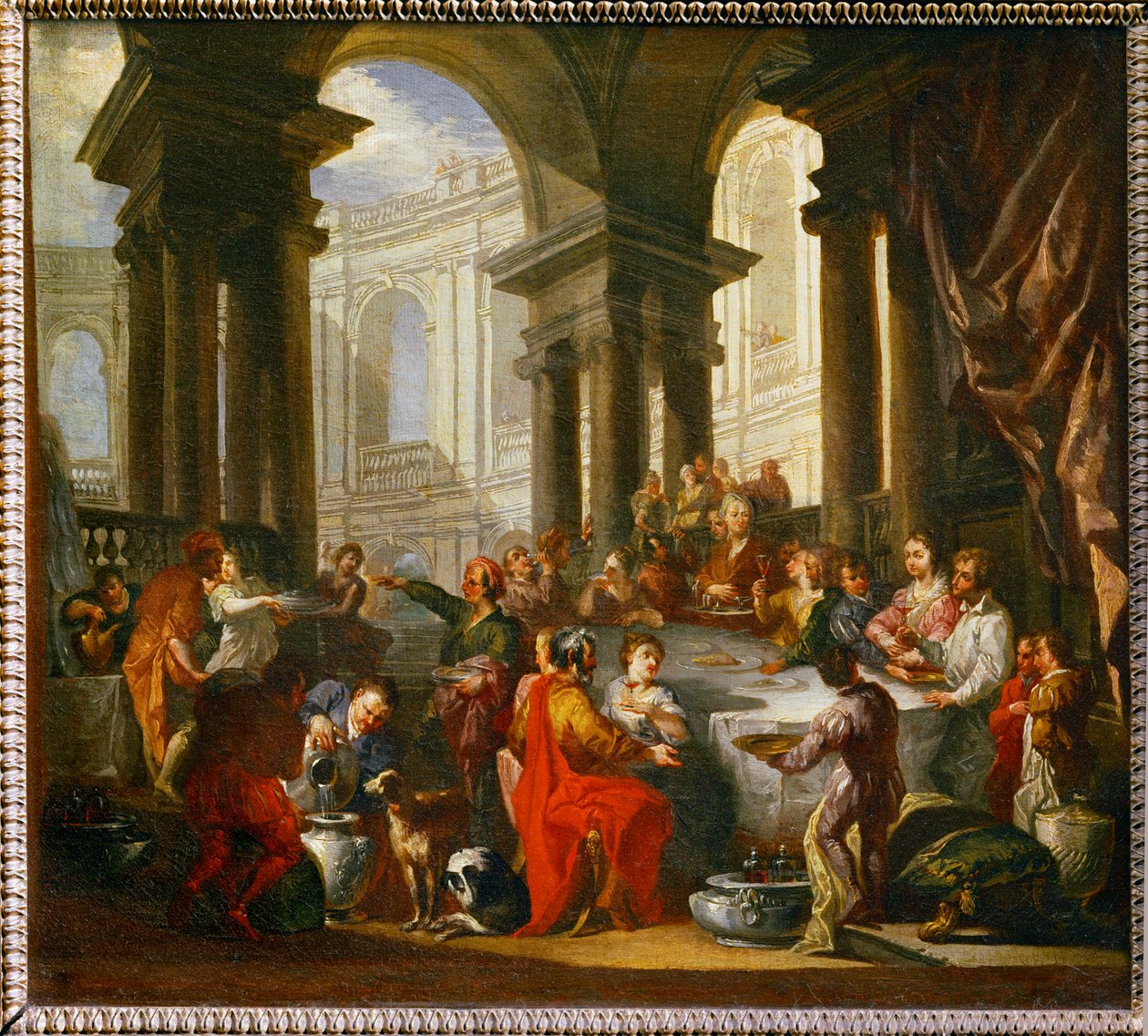 Festmahl unter einem ionischen Portikus von Giovanni Paolo Pannini or Panini