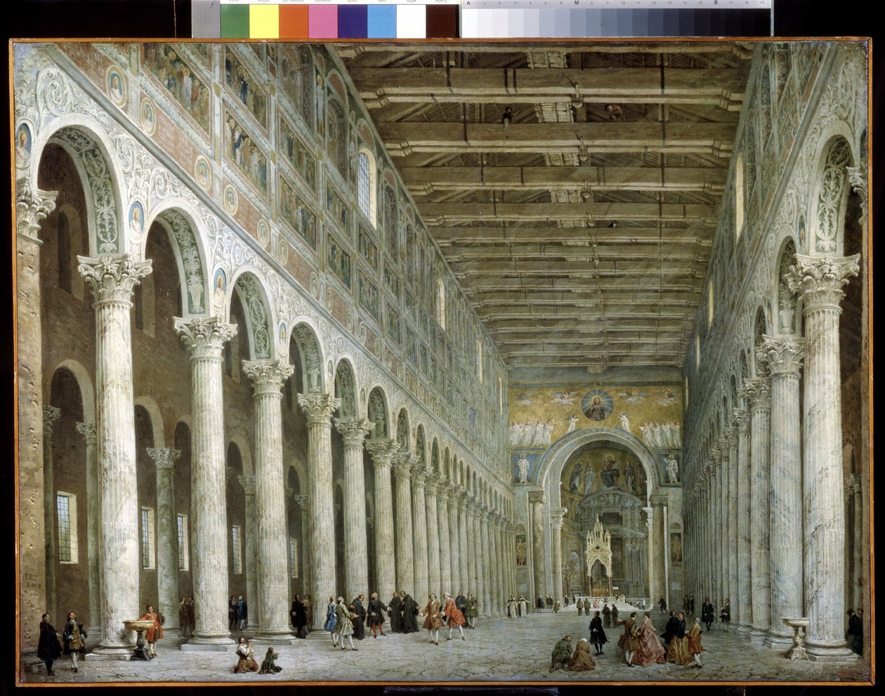 Innenraum der Basilika St. Paul vor den Mauern in Rom von Giovanni Paolo Pannini