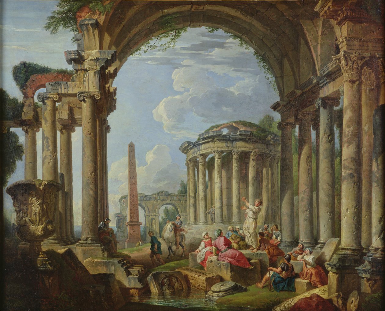 Predigt unter den antiken Ruinen, ca. 1740-50 von Giovanni Paolo Pannini