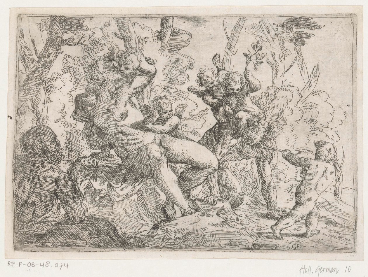 Ein Satyr von Putti und Venus gefangen von Giovanni Pietro Possenti