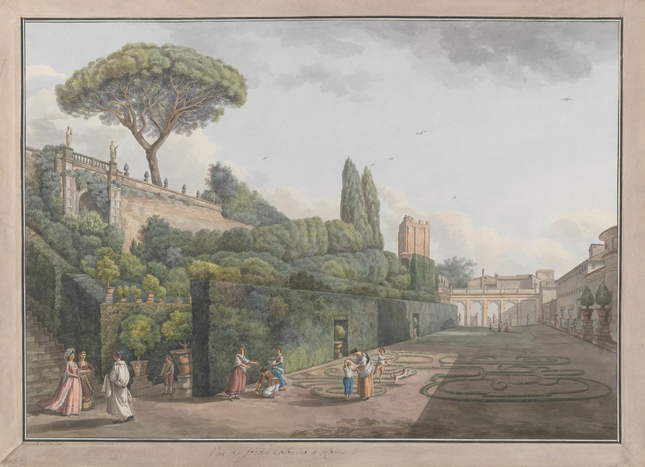 Garten des Palazzo Colonna von Giovanni Volpato, Louis Ducros