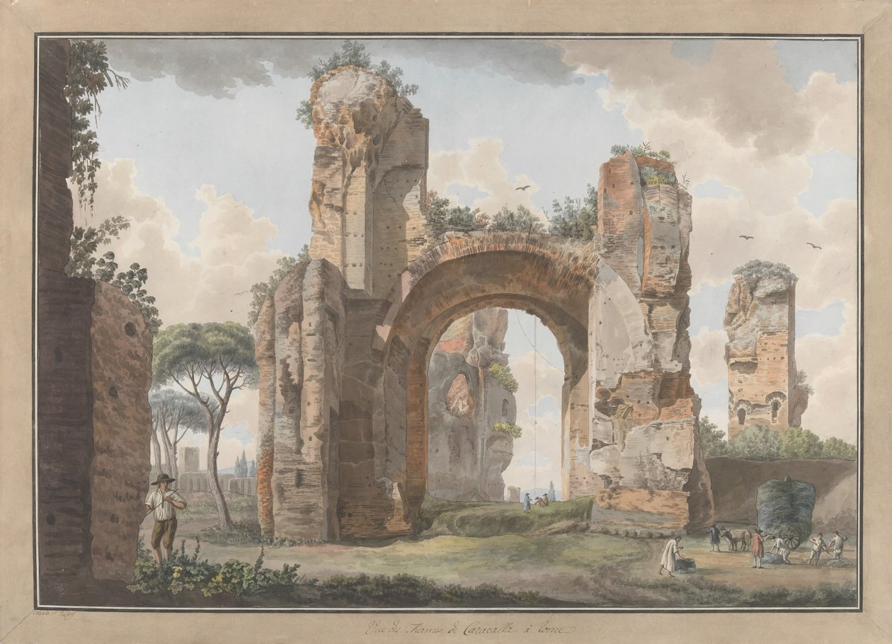 Innenansicht der Bäder von Caracalla von Giovanni Volpato, Louis Ducros