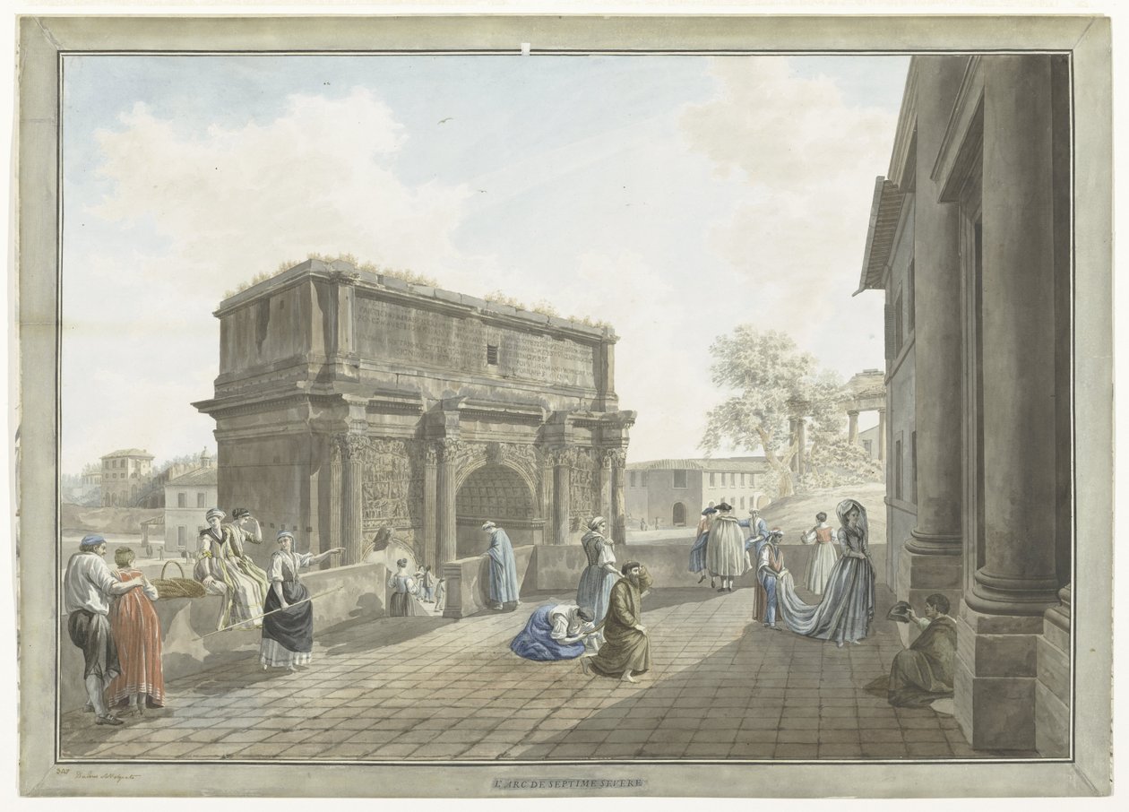 Gezicht op de Boog van Septimius Severus te Rome von Giovanni Volpato
