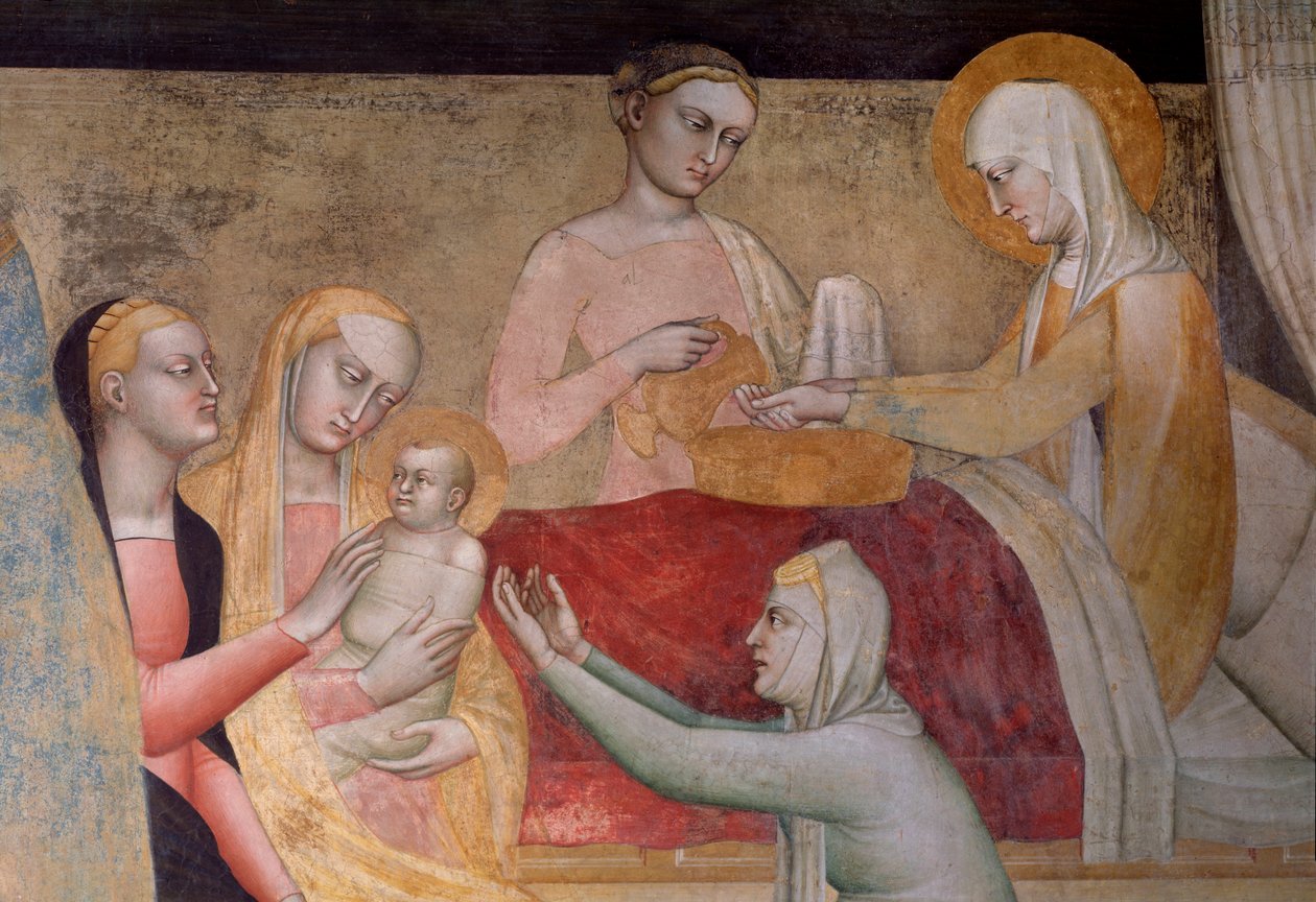Das Leben der Jungfrau: Die Geburt Mariens (Detail) von Giovanni da Milano