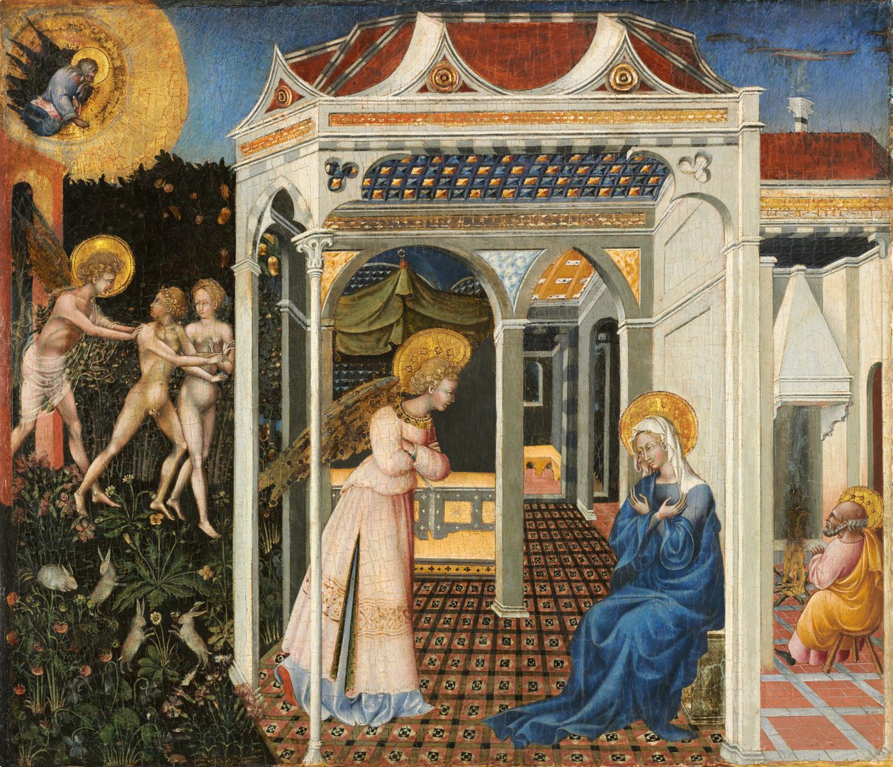 Die Verkündigung und Vertreibung aus dem Paradies, ca. 1435 von Giovanni di Paolo