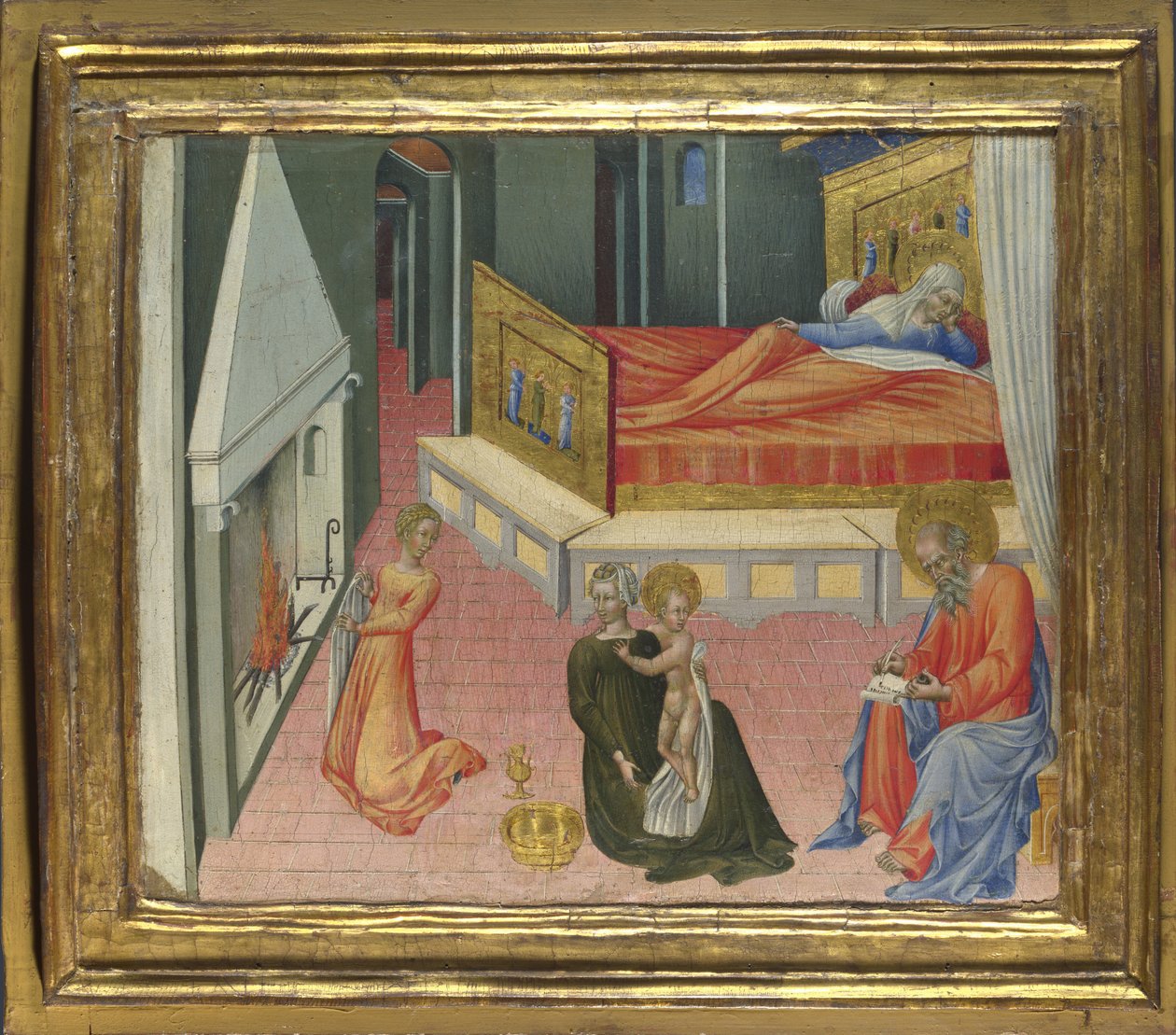 Die Geburt des Heiligen Johannes des Täufers Predella Panel, 1454 von Giovanni di Paolo