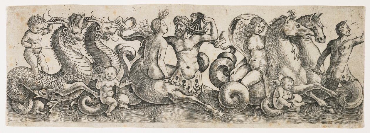 Fries mit Tritonen und Nymphen, ca. 1517 von Girolamo Mocetto