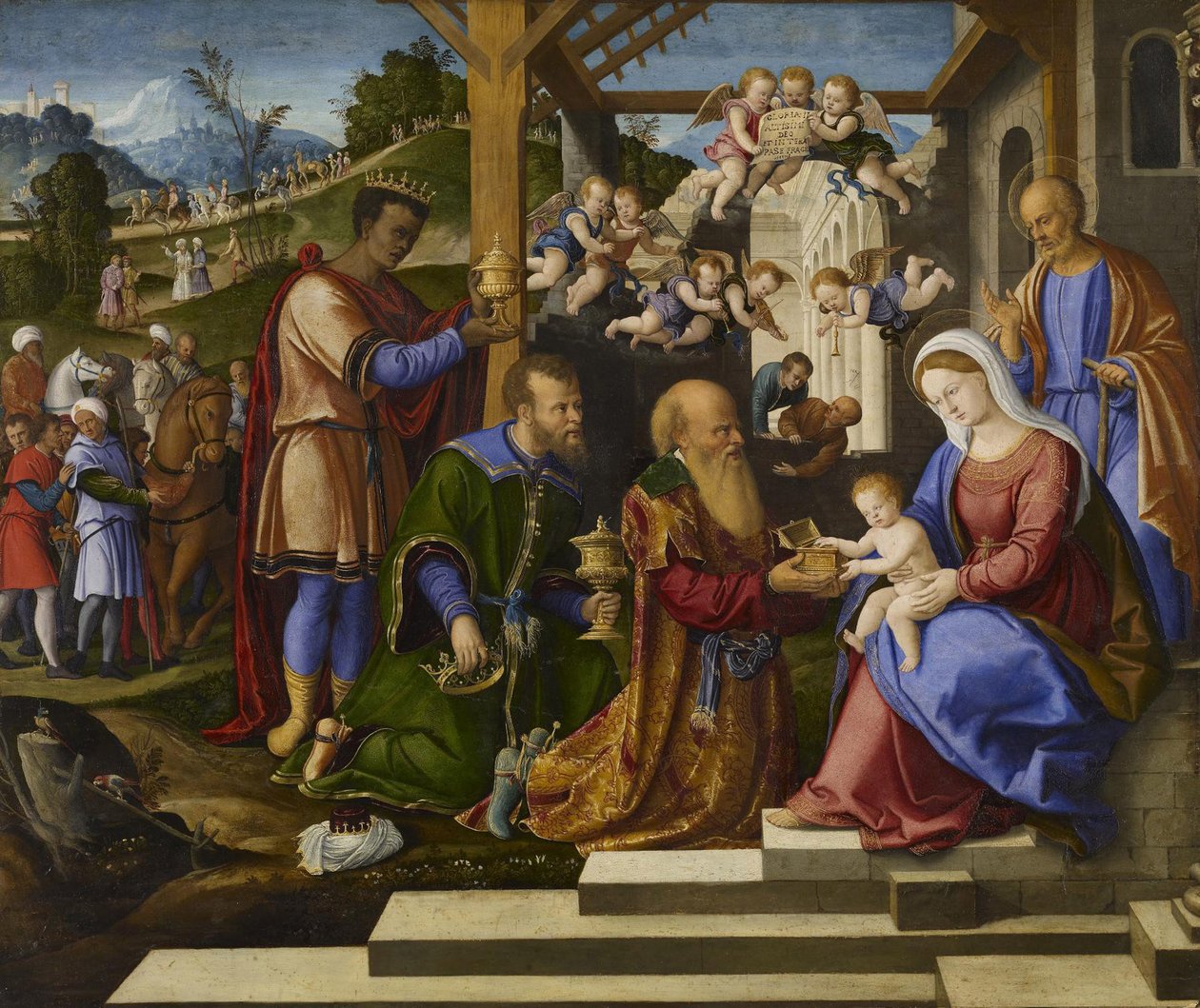 Die Anbetung der drei Könige, ca. 1525-1530 von Girolamo da Santacroce