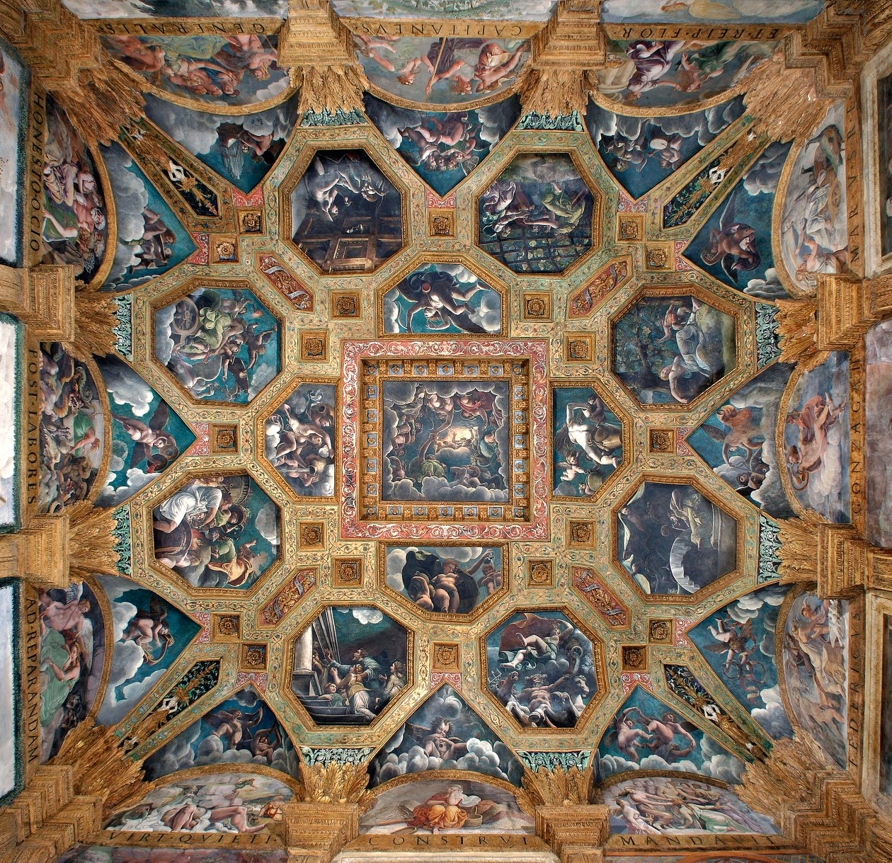 Ansicht des Gewölbes der Kammer von Amor und Psyche (Sala di Amore e Psiche) von Giulio (and workshop) Romano