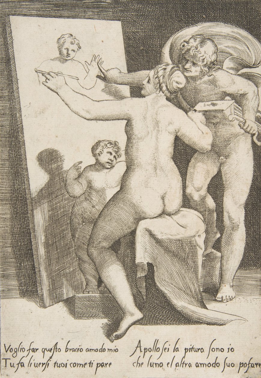 Apollo neben einer Frau, die eine Allegorie der Malerei darstellt, aus 