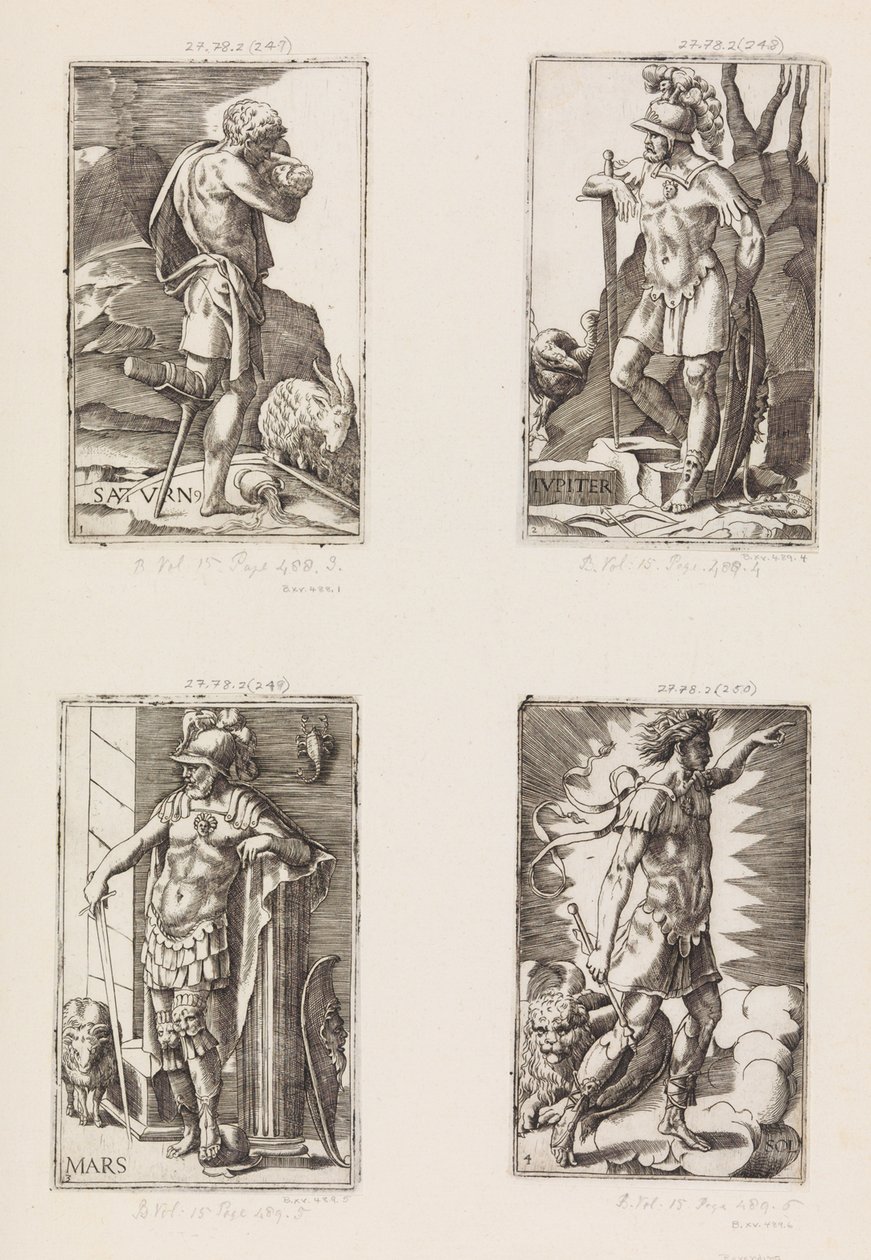 Jupiter, aus Planeten, Platte 2, 1530-70 von Giulio Bonasone