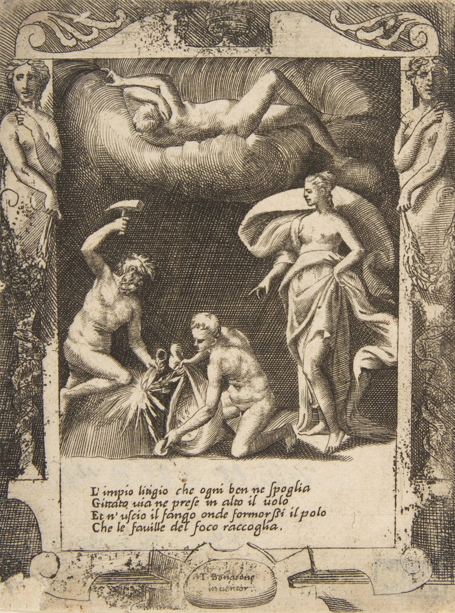 Litigium entfernt aus dem Körper des Chaos, während seine Mutter in die Luft geworfen wird von Giulio Bonasone
