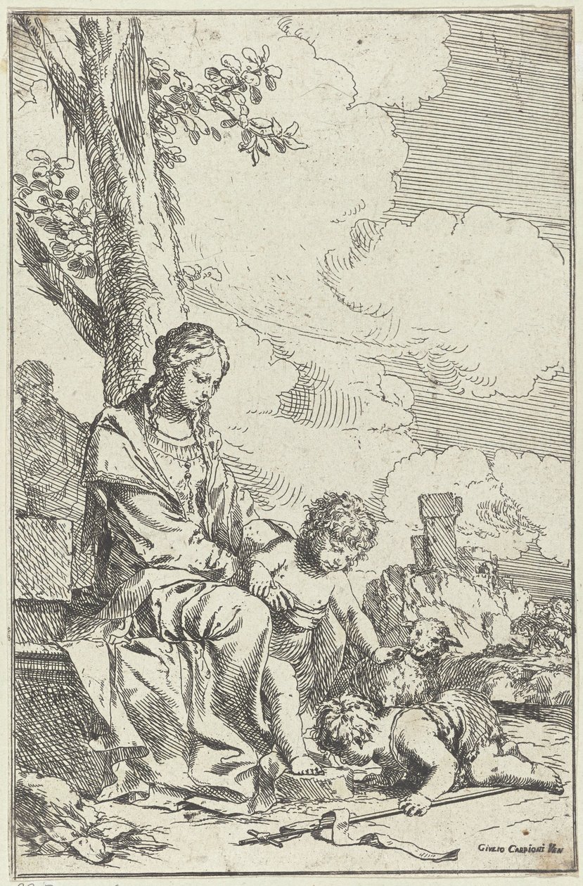 Heilige Familie mit dem jungen Johannes dem Täufer von Giulio Carpioni (I)