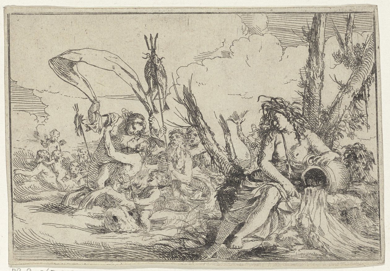 Wasser (Naiade mit Wasserkrug und Tritonen) (Die vier Elemente) von Giulio Carpioni (I)