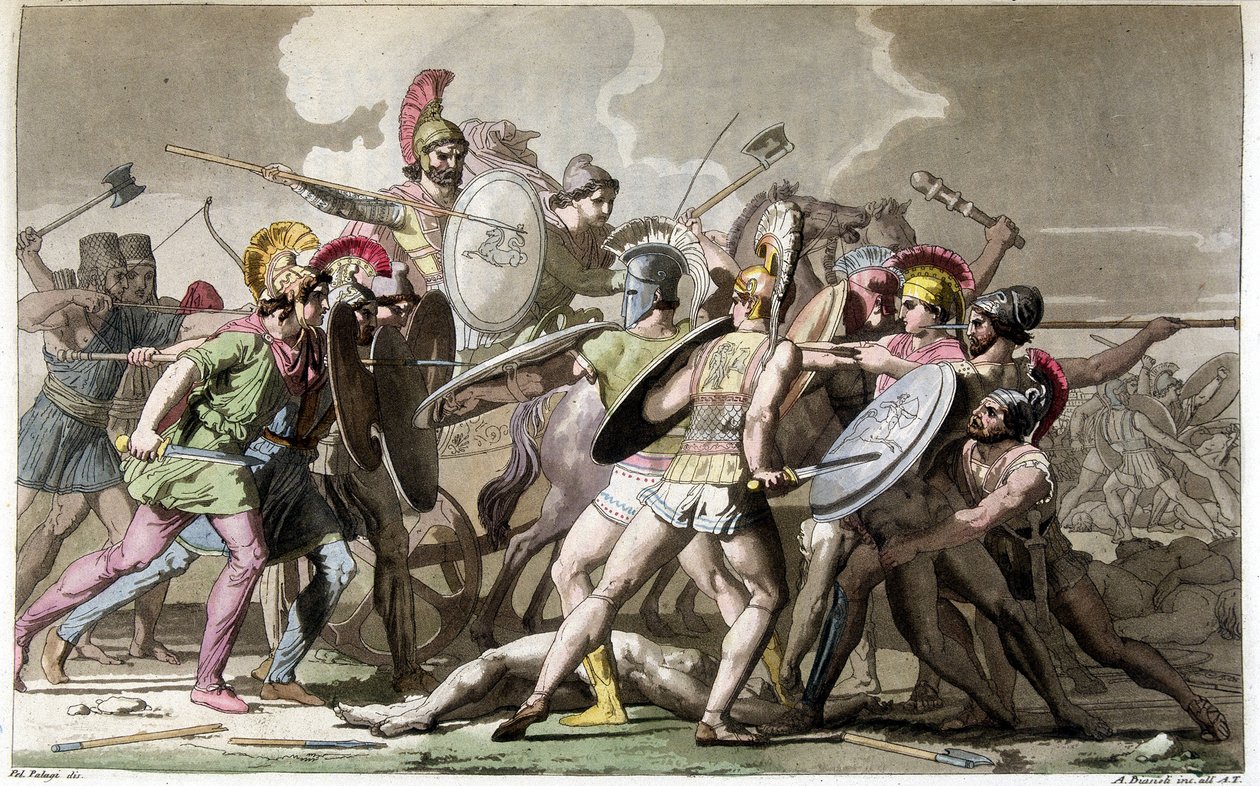 Kampf um den Leichnam von Patroklos (Trojanischer Krieg) von Giulio Ferrario