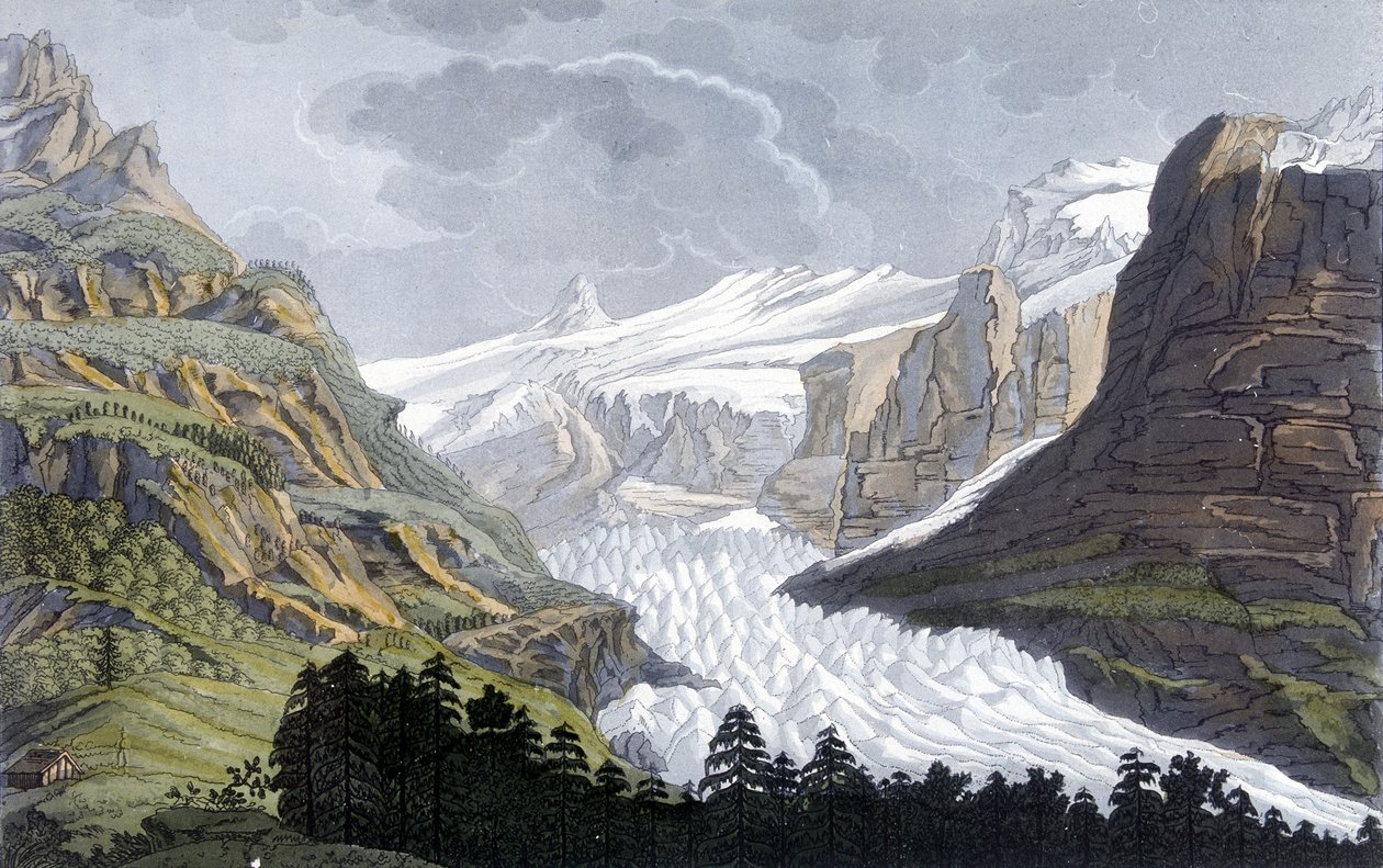 Gletscher von Grindelwald in der Schweiz - in „Le costume ancien et moderne“ von Ferrario, hrsg. Mailand von Giulio Ferrario