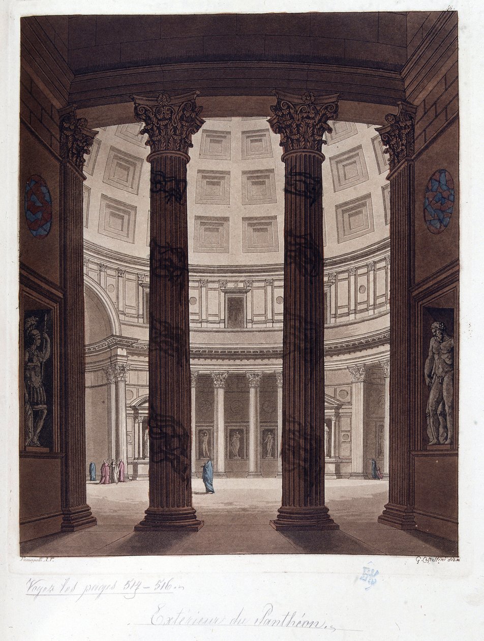 Innenraum des Pantheon in Rom - Innenraum des Pantheon in Rom in der römischen Antike - in Le costume ancien et moderne von Dr. Jules Ferrario, ed. Mailand von Giulio Ferrario