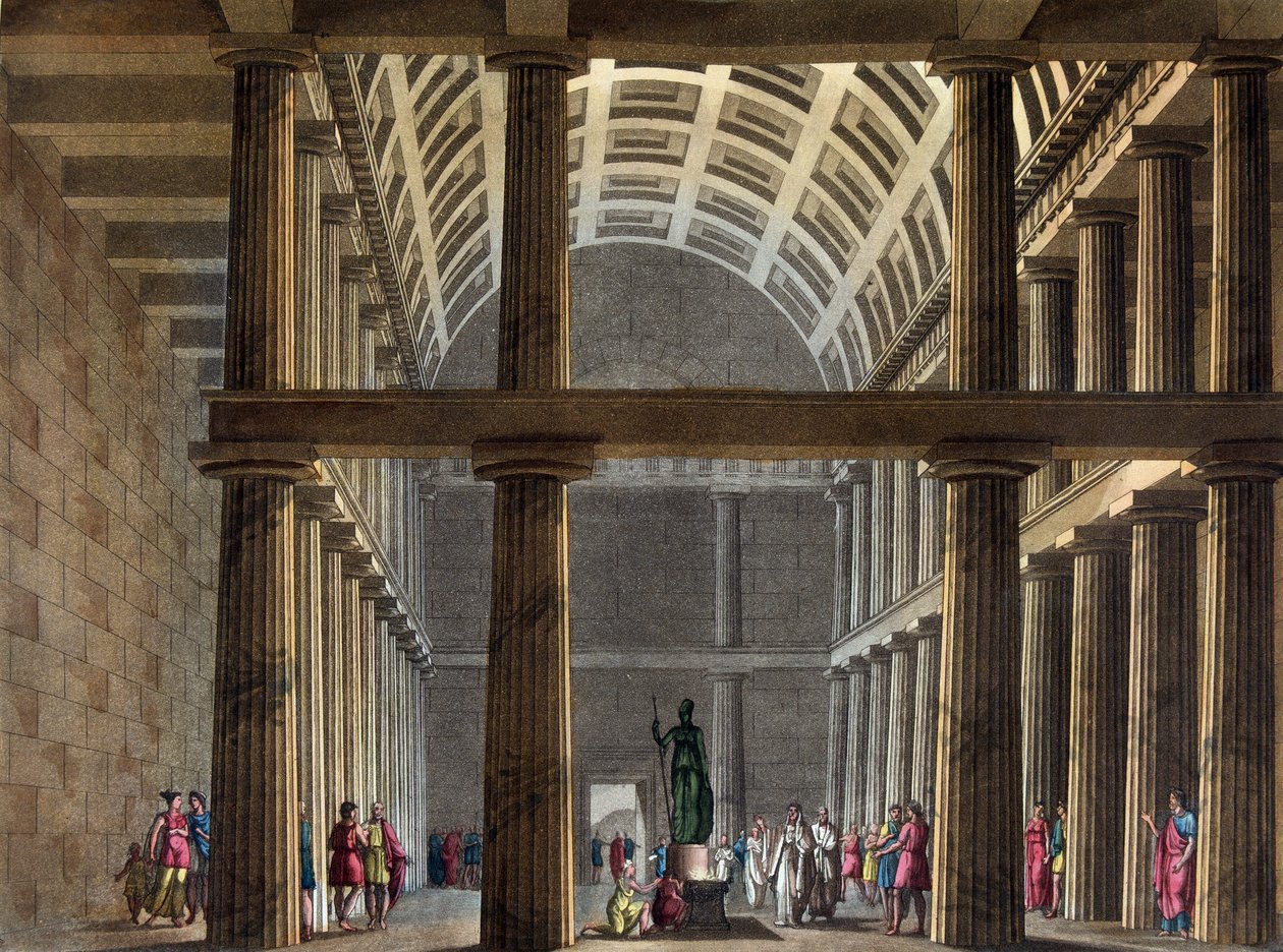 Innenraum des Parthenon, frühes 19. Jahrhundert - in „The Old and Modern Costume“ von Jules Ferrario von Giulio Ferrario