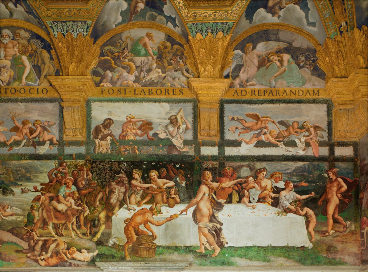 Bacchanalia, aus der Halle von Amor und Psyche (Fresko) von Giulio Romano