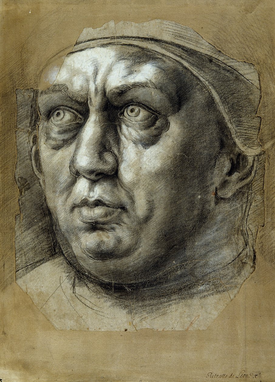Kopf von Papst Leo X. von Giulio Romano