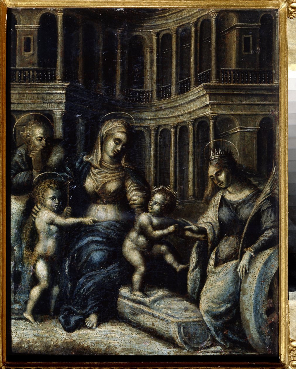 Die Heilige Familie mit der Heiligen Katharina von Giulio Romano
