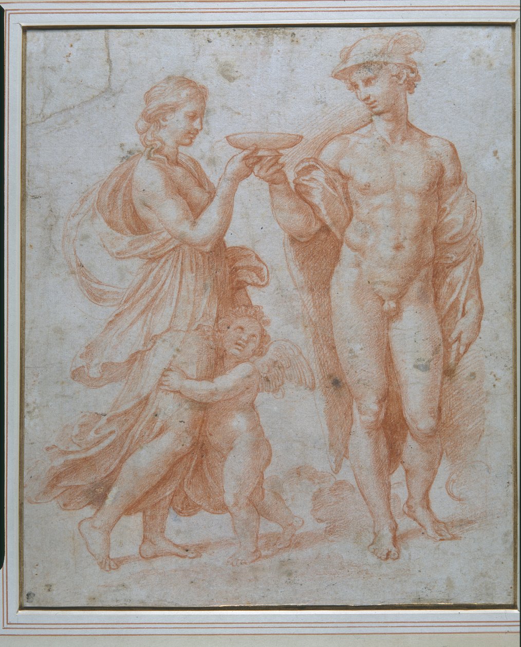 Merkur bietet Psyche den Kelch der Unsterblichkeit an von Giulio Romano