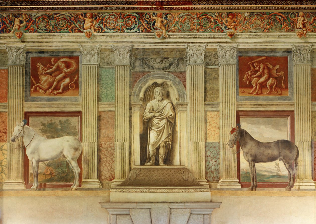Sala grande dei cavalli, mit Fresken der Lieblingspferde der Gonzaga von Giulio Romano
