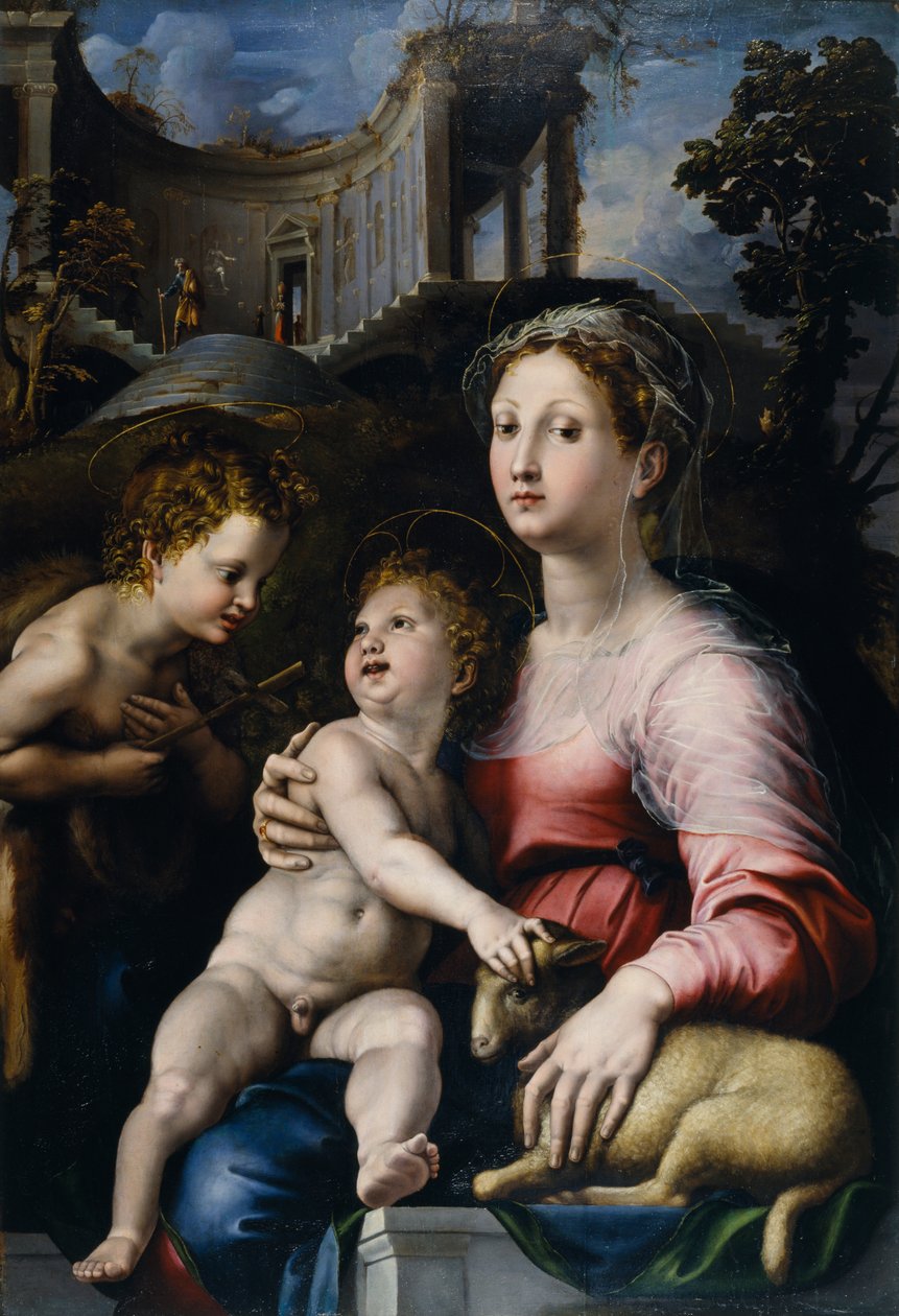 Die Madonna und das Kind mit Johannes dem Täufer von Giulio Romano