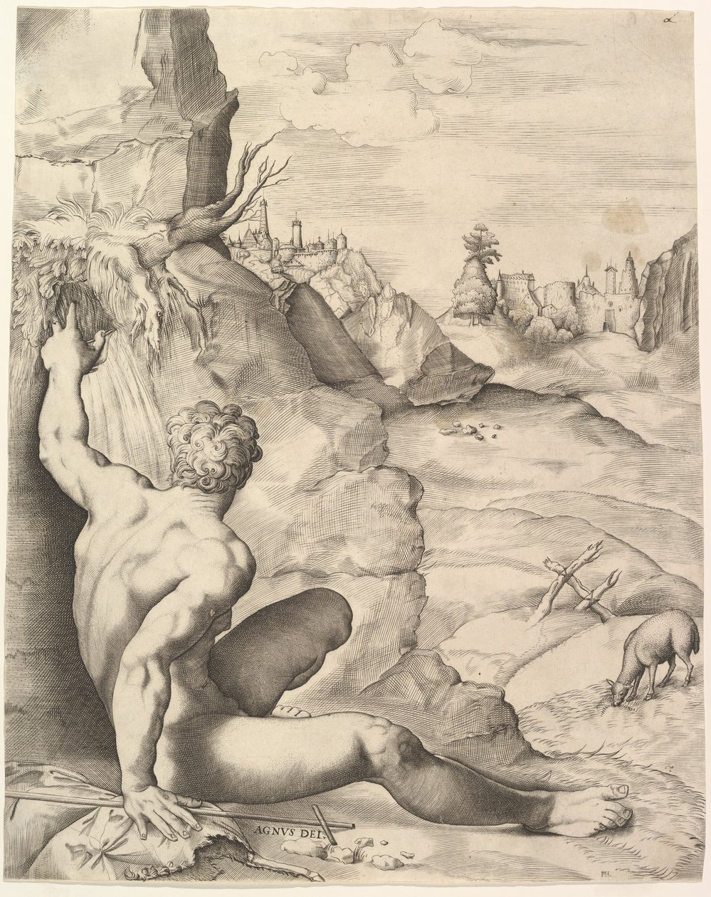 Johannes der Täufer in der Wildnis, ca. 1545-55 von Giulio Sanuto