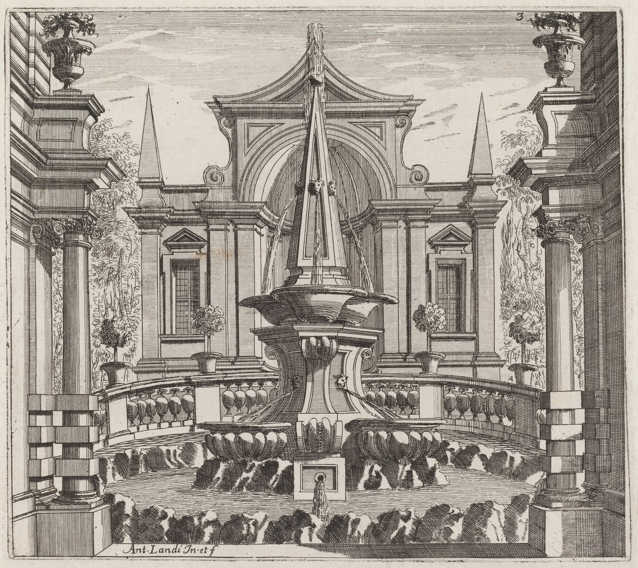 Fantastischer Garten mit einem Brunnen und einem Gartenpavillon von Giuseppe Antonio Landi