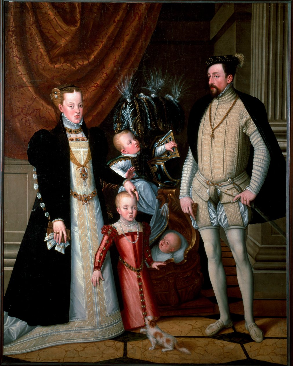 Kaiser Maximilian II. (1527-1576) mit seiner Familie: Maria von Spanien (1528-1603) und ihre Kinder Anne (1549-1580), Rodolph (1552-1612) und Ernst (1553-1591) von Giuseppe Arcimboldo