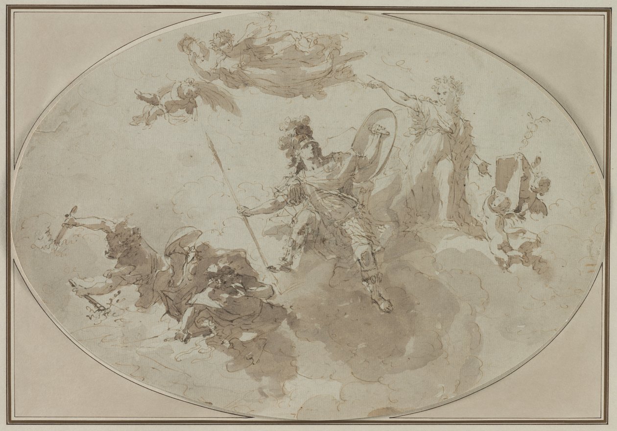 Deckenstudie: Allegorie von Frieden und Krieg von Giuseppe Bernardino Bison