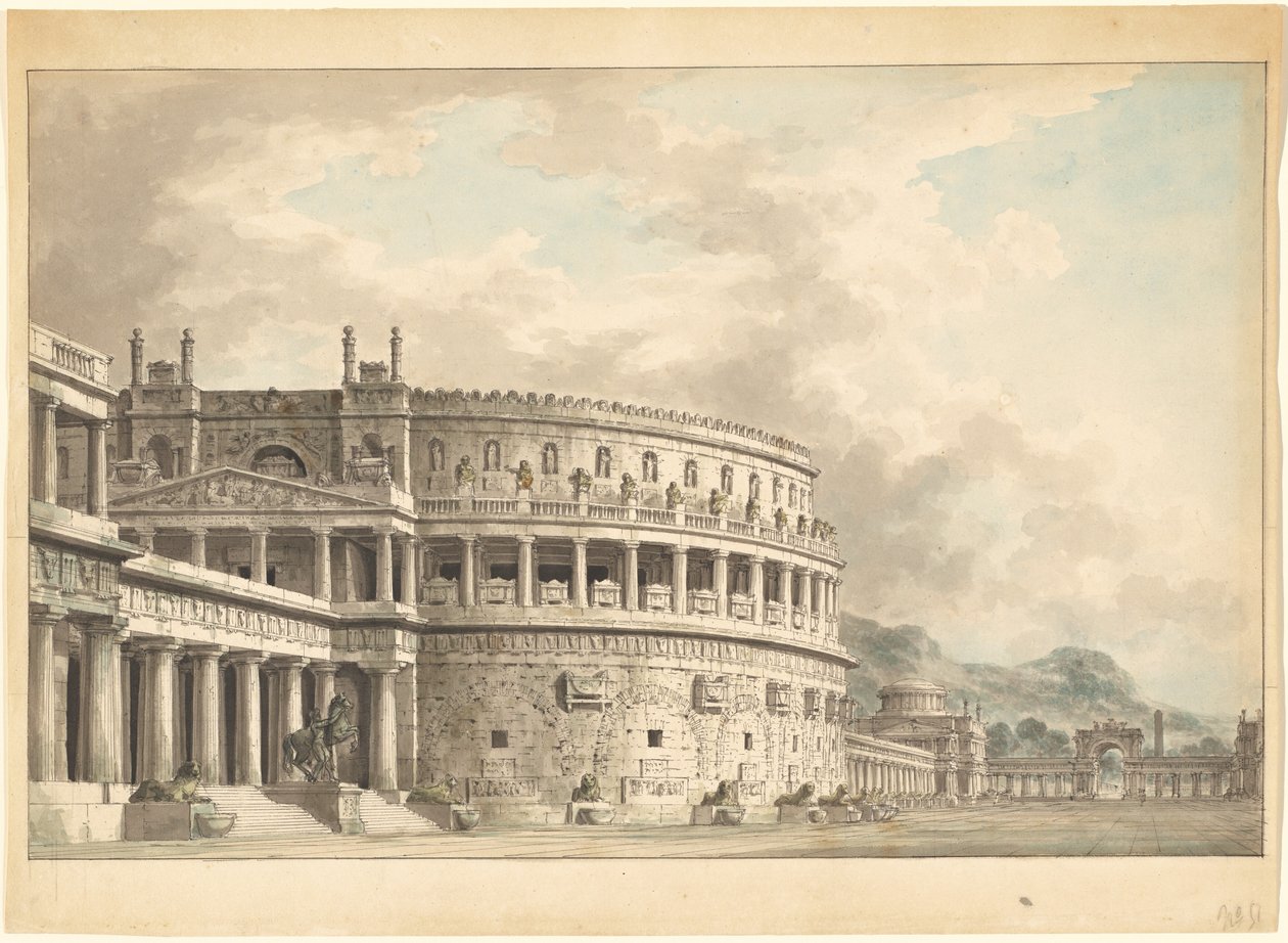 Architektonische Fantasie eines prächtigen antiken Mausoleums von Giuseppe Borsato