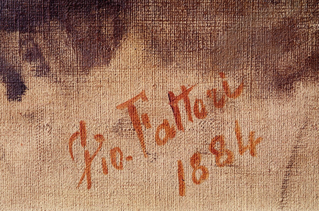 Selbstporträt im Alter von 59 Jahren, Detail der Signatur von Giuseppe Fattori