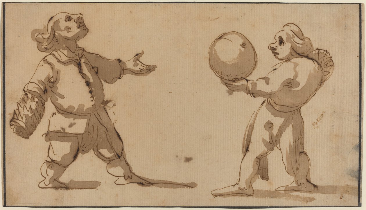 Eine Karikatur mit Ballspielern von Giuseppe Maria Mitelli